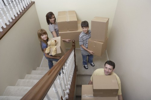 Satisfied customers with their neatly unpacked belongings after a move